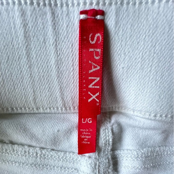 SPANX Women's‎ distressed white ankle skinny jeans jeggings sz L 20229R Pull On - Picture 5 of 11